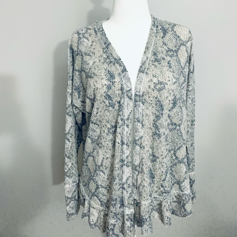 Maurices Blue and Gray Snake Print Cardigan XL